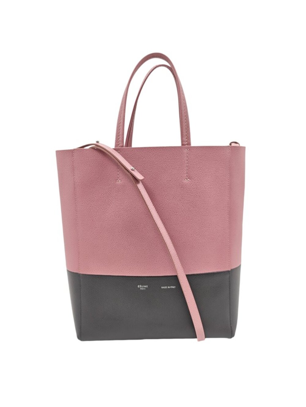 Celine Cabas Vertical Bi-Color Leather Tote Pink Black Minimalist Luxury Bag